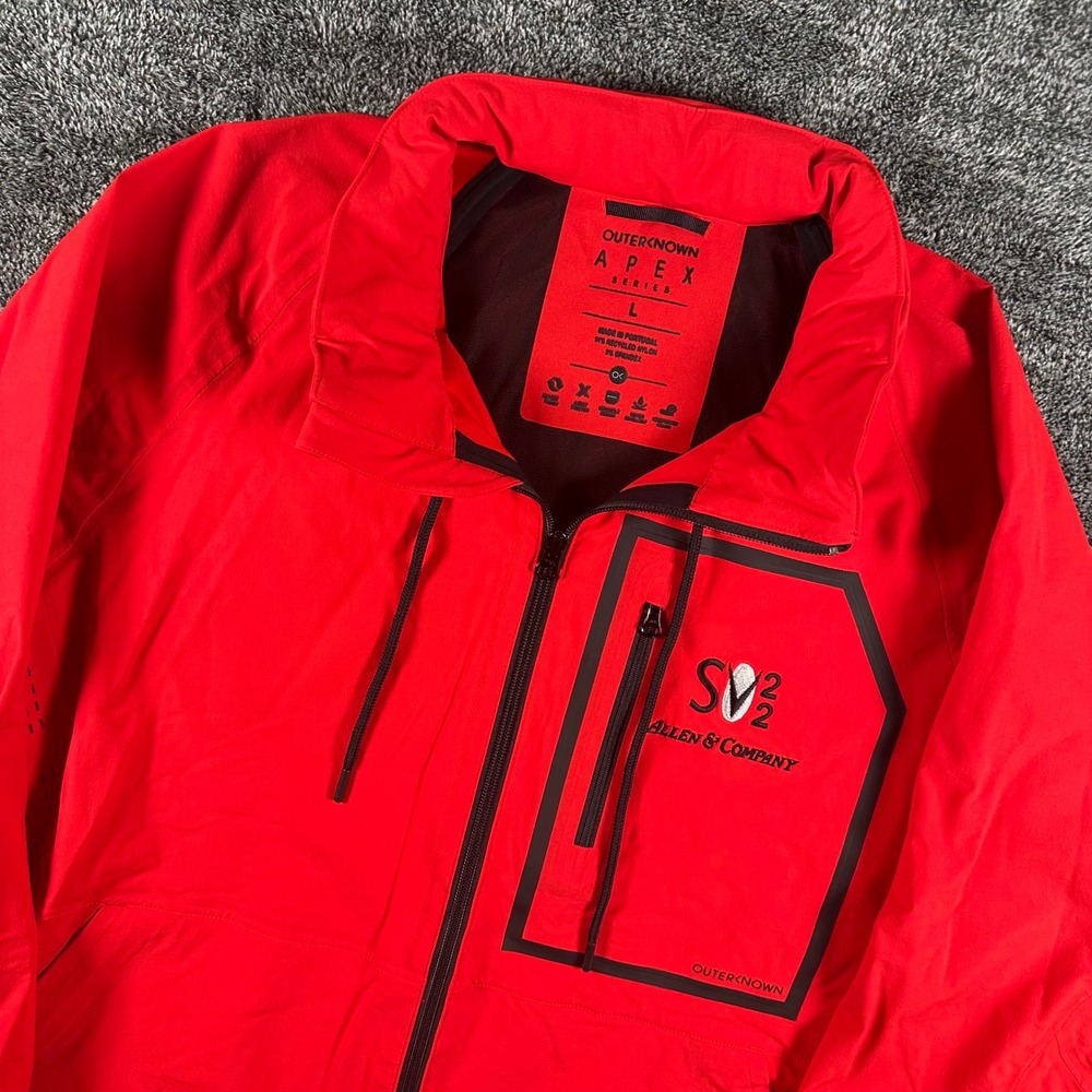 Outerknown Apex Series Jacket Mens L Red Full Zip Water Repellent Company Logo